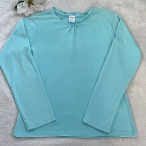 Gymboree Basic Mint Green/Blue Top Ruffle Neck 12
